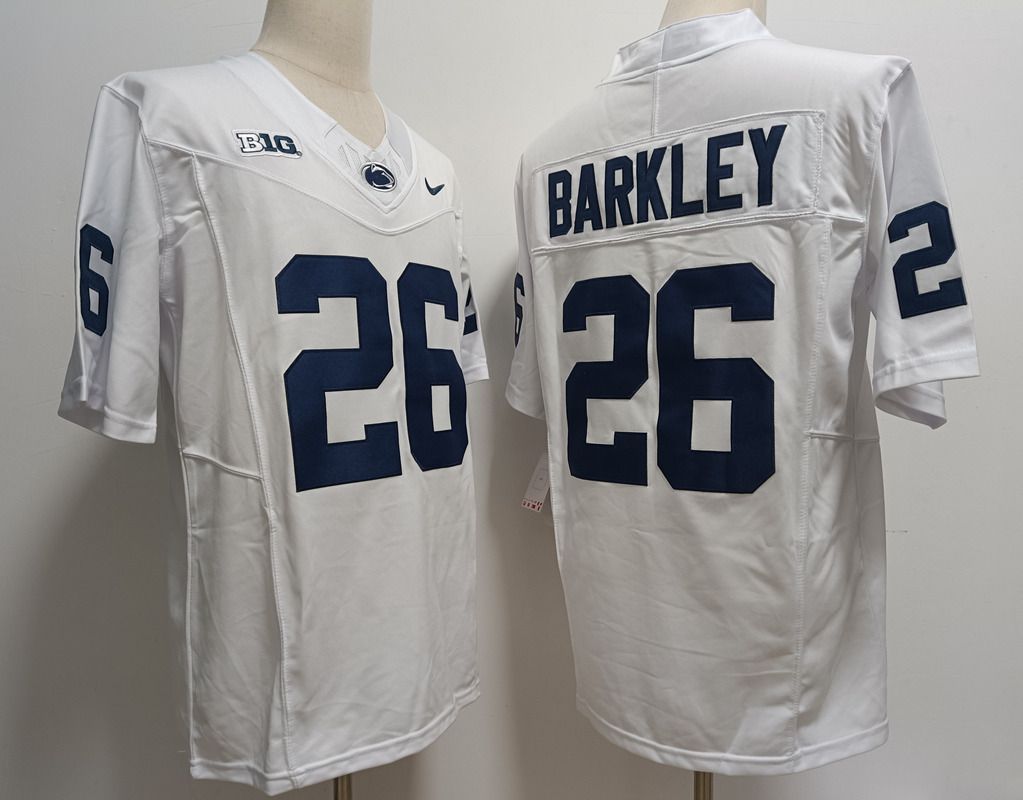 Men Penn State Natty Lions #26 Barkley White Nike 2025 NCAA Jersey style 1